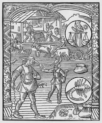 Octobre, semis, labour et battage, Balance, illustration tirée de 